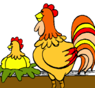 Dibujo Gallo y gallina pintado por mzacuz