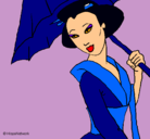 Dibujo Geisha con paraguas pintado por TYUTYUYUYUY