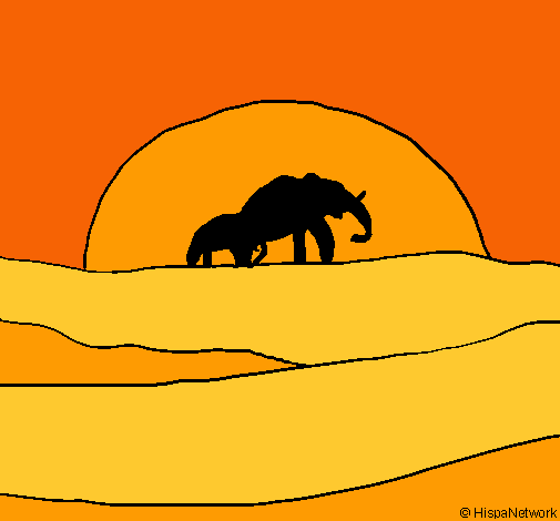 Elefante en el amanecer