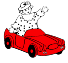 Dibujo Muñeca en coche descapotable pintado por pedro