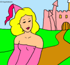Dibujo Princesa y castillo pintado por allison
