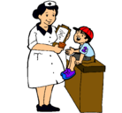 Dibujo Enfermera y niño pintado por danielita