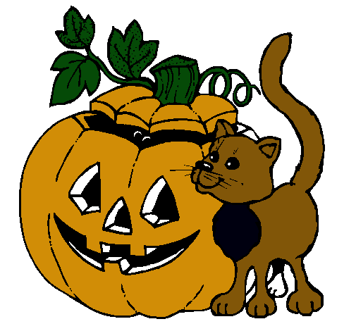 Calabaza y gato