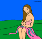 Dibujo Madre con su bebe pintado por jenni