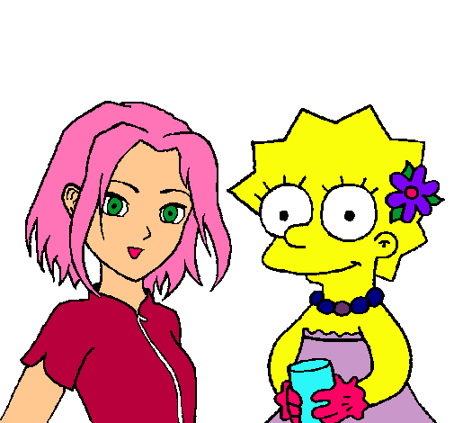 Dibujo Sakura y Lisa pintado por BesitoMari