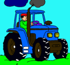 Dibujo Tractor en funcionamiento pintado por roni