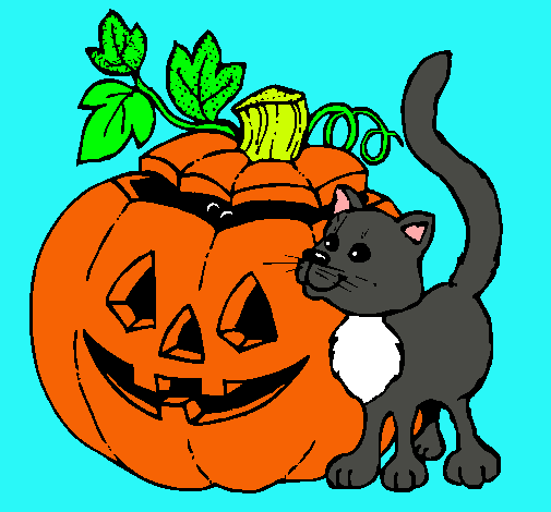 Calabaza y gato