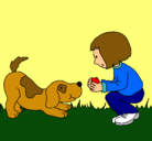 Dibujo Niña y perro jugando pintado por danna 