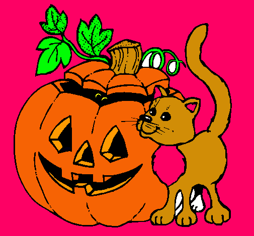 Calabaza y gato