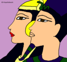 Dibujo Ramsés y Nefertiti pintado por merari