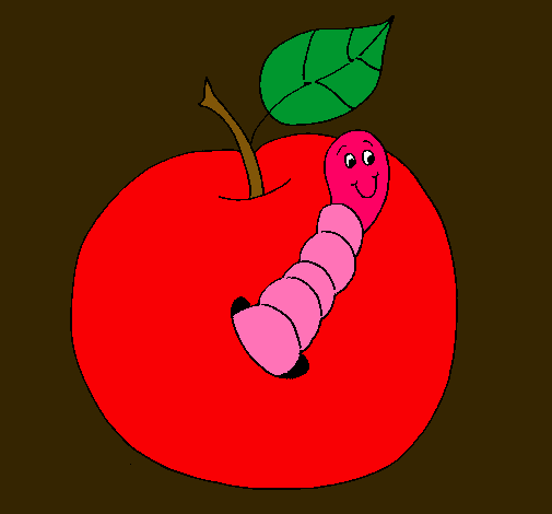 Manzana con gusano