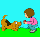 Dibujo Niña y perro jugando pintado por saul