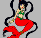 Dibujo Sirena con perlas pintado por tosande