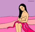 Dibujo Madre con su bebe pintado por lizdany