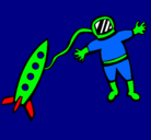 Dibujo Cohete y astronauta pintado por tomas