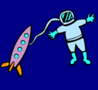 Dibujo Cohete y astronauta pintado por monica