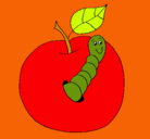 Dibujo Manzana con gusano pintado por GUSANO
