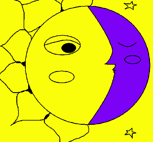Dibujo Sol y luna 3 pintado por cati