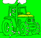 Dibujo Tractor en funcionamiento pintado por victorabe