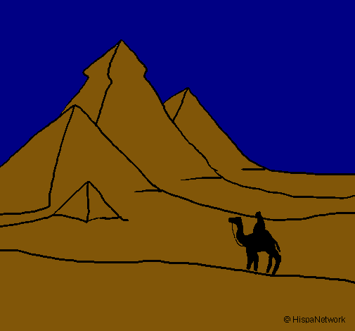 Dibujo Paisaje con pirámides pintado por antonella