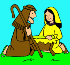 Dibujo Adoran al niño Jesús pintado por sodimac