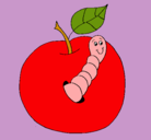 Dibujo Manzana con gusano pintado por AndreaGGM