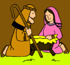 Dibujo Adoran al niño Jesús pintado por Marijose