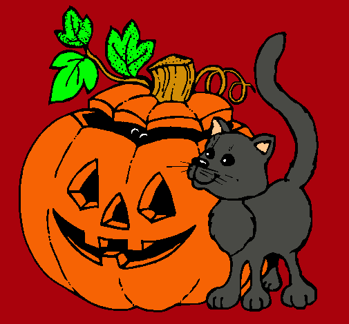 Calabaza y gato