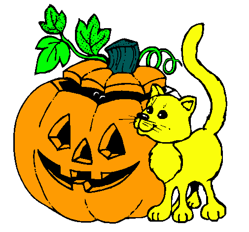 Calabaza y gato