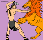 Dibujo Gladiador contra león pintado por Ancianis