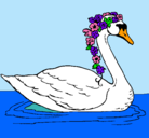 Dibujo Cisne con flores pintado por Cisne