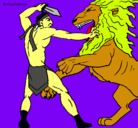 Dibujo Gladiador contra león pintado por kratos