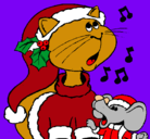 Dibujo Gato y ratón navideños pintado por lauritha