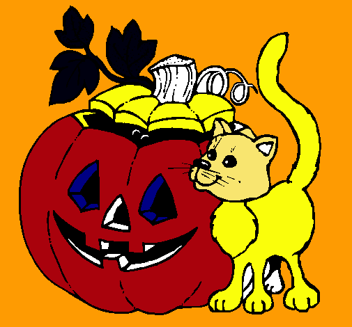 Calabaza y gato