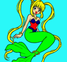 Dibujo Sirena con perlas pintado por AndreaGGM