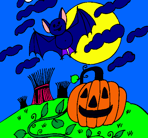 Dibujo Paisaje de Halloween pintado por paticanta