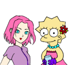 Dibujo Sakura y Lisa pintado por hiyo