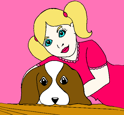 Dibujo Niña abrazando a su perro pintado por leslie0457