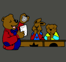 Dibujo Profesor oso y sus alumnos pintado por alba22