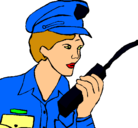 Dibujo Policía con el walkie pintado por mama