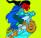 Dibujo Bruja en moto pintado por juandi