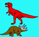 Dibujo Triceratops y tiranosaurios rex pintado por geroalh1