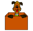 Dibujo Perro dentro de caja pintado por aladin