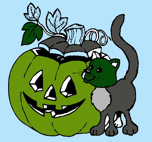 Calabaza y gato