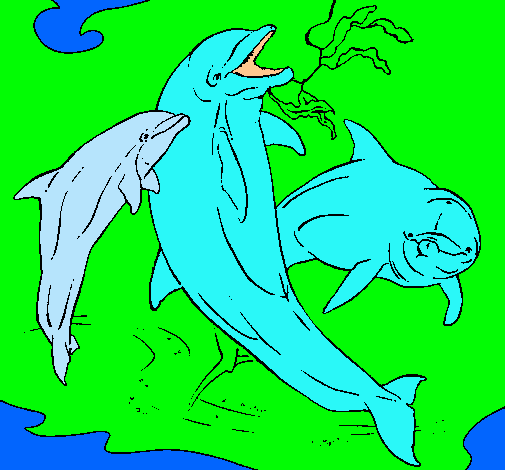 Dibujo Delfines jugando pintado por nachito