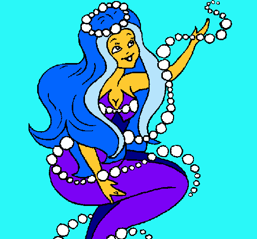Dibujo Sirena entre burbujas pintado por Bego