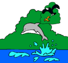 Dibujo Delfín y gaviota pintado por elis