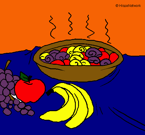Dibujo Fruta y caracoles a la cazuela pintado por Feliciano