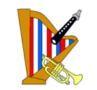 Dibujo Arpa, flauta y trompeta pintado por osmar