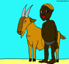Dibujo Cabra y niño africano pintado por carlamarti